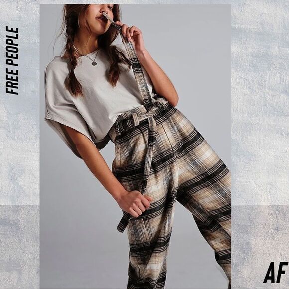 FREE PEOPLE KYE PLAID WOOL HIGH RISE PANTS TROUSERS NEW SIZE 8 - Picture 2 of 7